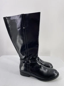 American Eagle Boots Womens 13W Maisie Tall Riding Black Faux Leather Zip Up NWT - Picture 1 of 12