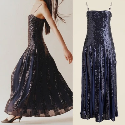 Vestido largo plisado con lentejuelas Christopher John Rogers x J.Crew talla 24 Plus Foto 1 de 4