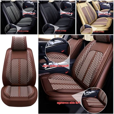 For Cadillac Car Seat Covers 5-Seat Front Rear Full Set PU Leather Cushion Pad - Image 1 of 4