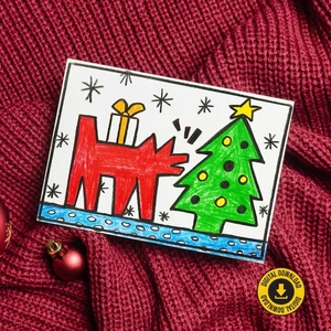 Faltbare digitale Karte - sofort bedruckbar Weihnachten Urlaub Gruß - rot weich - Bild 1 von 4