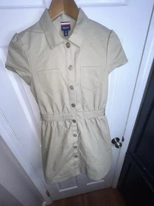 French Toast Girl’s 14 Twill Safari Shirtdress Dress Khaki Tan School Uniform XL - Picture 1 of 14