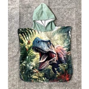 Dinosaur T-rex hoodie AOP funky sleeveless beach towel handmade - Bild 1 von 9