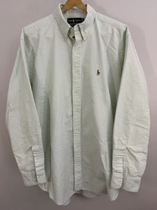 Vintage Polo Ralph Lauren Oxford Shirt 17 1/2 - 35 XL? Green Stripe Flesh Pony - Picture 1 of 8