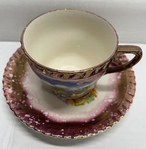 Juego de tazas y platillos Dicken Day de Gray's Pottery púrpura - Imagen 1 de 4