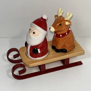Neu Godinger Gatherings Weihnachtsmann & Rentier Salz & Pfeffer Set Schlittenhalter mit Box - Bild 1 von 10