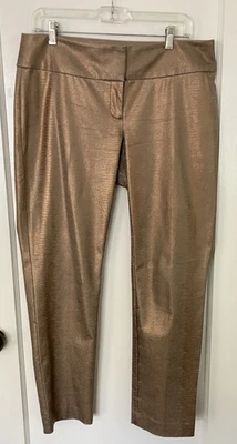 Pantalones Alfani Slim Leg Control Abdomen Dorado Rosa Brillo Pitón Para Mujer Talla 10 Foto 1 de 4