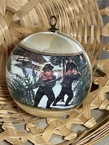 Vintage Satin Sheen "Christmas Snow" Ornament Currier and Ives Collection - Picture 1 of 6