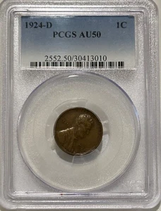 1924 D Lincoln Cent PCGS AU50 BN - Picture 1 of 8