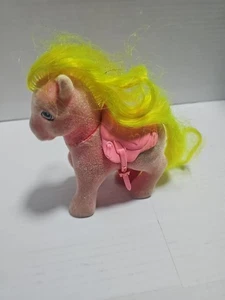 Vintage 80s My Little Pony G1 Shady So Soft Ponies Flocked Pink Chartreuse 1986 - Picture 1 of 10