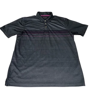 Pebble Beach Mens Performance Polo Shirt Black With Purple Stripes Size Large 10 - Picture 1 of 13