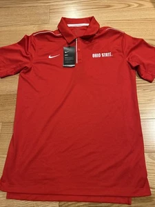Nike NCAA Ohio State Buckeyes Coaches SHORT SLEEVE POLO Sz M NWT AR674 Red Men’s - Picture 1 of 7