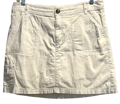 Croft & Barrow Womens Skort Size 14 White Embroidered 5 Pockets Stretchy Boho - Image 1 of 4