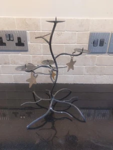 Handmade Metal Candle Holder With Removeable Stars Tree Branch One Of A Kind - Picture 1 of 18