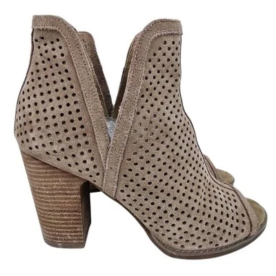 Botín Lucky Brand Larise Punta Abierta Tacón Malla Cuero Marrón 8.5 Foto 1 de 4