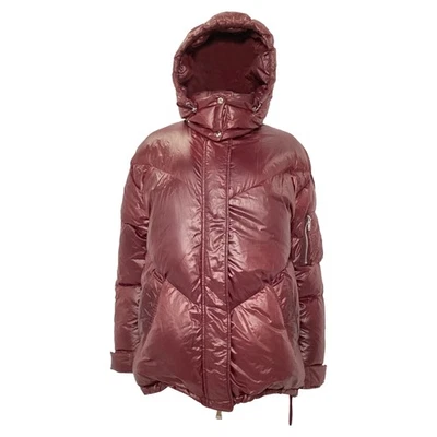 Iro Secured Button Hooded Down Jacket In Polyamide Women Burgundy Size 36 - Image 1 of 4