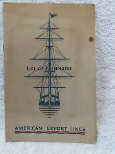 S.S. Constitution American Export Lines List of Ship Passengers 1952 - Picture 1 of 9