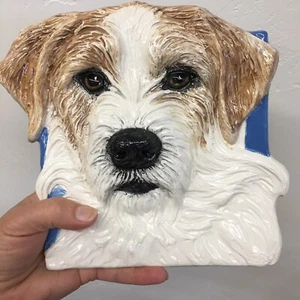 Jack Russell Drahthaarterrier Keramik Hundefliese Flachrelief Handarbeit Alexander Art - Bild 1 von 6