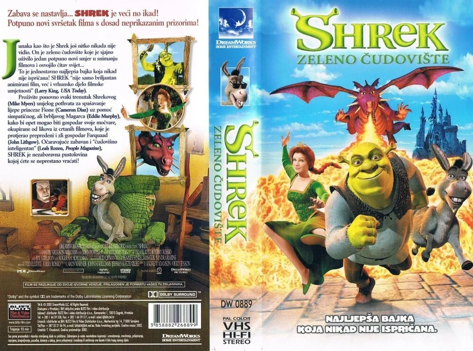 SHREK (2001) ANDREW ADAMSON - VICKY JENSON - ANIMATION - CROATIAN VHS - Image 1 of 1