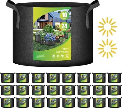 Paquete de 5-24 bolsas de cultivo de jardín/bolsa de raíces maceta de tela vegetal no tejida de alta resistencia Foto 1 de 4