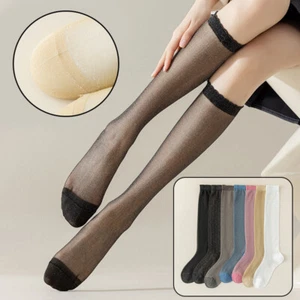 Ultra-thin Transparent Nylon Stockings JK Knee Socks Lolita Solid Color Hosiery☾ - Picture 1 of 20