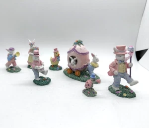 VTG Mervyn's 7 Piece Bunny Collection Parade Figures Easter Vintage 1993 - Picture 1 of 12