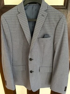 Lauren Ralph Lauren Boys 20R Blue Check Plaid Suit Coat Jacket Blazer Worn 1x - Picture 1 of 4