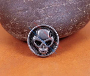 50X Retro Silver Round Skull Spikes Fast Rivet Stud Leathercraft Button Conchos - Picture 1 of 9