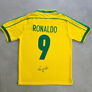 Ronaldo R9 SIGNED & AUTOGRAPHED Brazil 1998 World Cup shirt Jersey - Picture 1 of 3