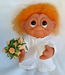 Dam Norfin Troll Doll - 9" Wedding Flower Girl - Orange Hair (Denmark 1977) - Picture 1 of 3