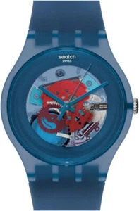 SWATCH Orologio BLUE GREY LACQUERED | SUON102 | Blu Avio Trasparente 2012 NUOVO - Foto 1 di 6