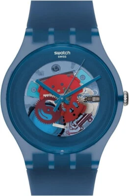 SWATCH Orologio BLUE GREY LACQUERED | SUON102 | Blu Avio Trasparente 2012 NUOVO - Immagine 1 di 4