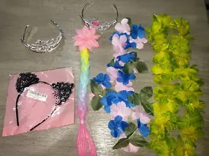 girls NEW LACE CAT EARS HEADBAND flower leis silver TIARAS pink gems braid hair - Picture 1 of 1