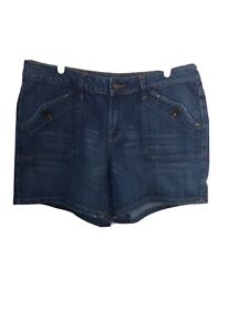 Cato Woman Blue Jean Shorts Plus Size 16W Med Wash Denim Flap Button Pockets