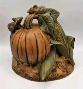 Vintage Hobbyist Fall Pumpkin & Corn Cobs with Mice Figure - Picture 1 of 5