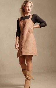 Mini Vestido Banana Republic Vegano Gamuza Para Mujer Talla 6 Botón Delantero Tostado Nuevo con Etiquetas $110 - Imagen 1 de 7