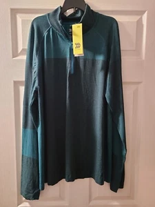 Pullover All in Motion Para Hombres Sin Costuras 1/4 Cremallera - Turquesa - Pequeño / NUEVO - Imagen 1 de 3
