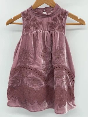 Camiseta sin mangas Anthropologie Floreat Halter terciopelo Burnout mujer talla 0 XS rosa hada Foto 1 de 4