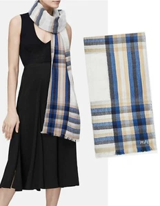 MELT XL Hema Fringed Wool Linen Blend Multi-color Plaid Scarf NWT - Picture 1 of 5