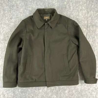 Merona Coat Men's L Olive Brown Wool Quilted Lined Warm Heavy Jacket - Image 1 of 4