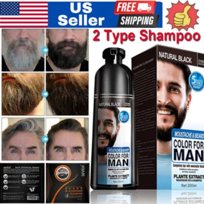 Men's Beard Blackening Shampoo Instant Permanent Dye Black Mustache Hair Color - Image 1 of 4