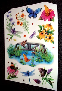 Window Clings Decals Reusable Butterflies Dragonflies Flowers - Picture 1 of 1