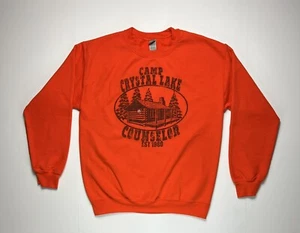 Camp Crystal Lake Counselor Long Sleeve Sweatshirt Size M Orange - Picture 1 of 3
