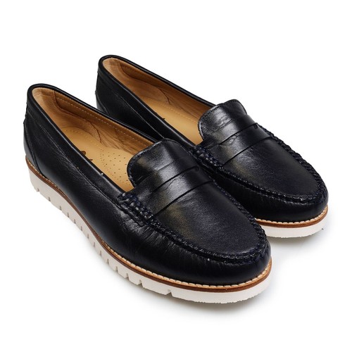 VANS Mocassino Van Dal Midnight in pelle blu notte nuovo con etichette vestibilità ampia 7 (41) prezzo consigliato £ 75