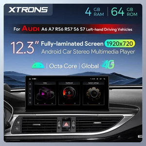 12.3" Android 14 Retrofit Car Screen Retrofit GPS 64G 4G for AUDI A6 A7 C7 MIB - Picture 1 of 20