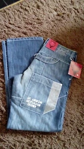 New Daniel Christian Raid mens Blue tint wash jeans button fly 32/32 - Picture 1 of 4
