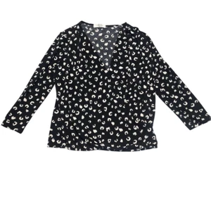 Beacon Apparel Womens Wrap Front Career Blouse S Smudge Dotted Preppy Office - Picture 1 of 10