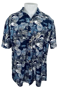 Vtg ANCHOR BLUE - Abstract Geometric Dragons All Over Mens XL. Shirt - Picture 1 of 6