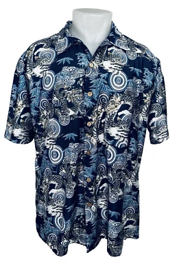 Vtg ANCHOR BLUE - Abstract Geometric Dragons All Over Mens XL. Shirt - Image 1 of 4