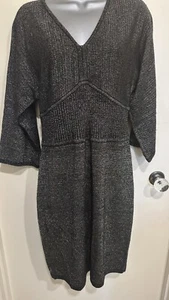 Marc New York Andrew Marc Black & Silver Metallic Strickkleid Größe L - Bild 1 von 12