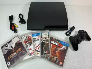 PlayStation 3 PS3 Slim Console CECH-3001B 320GB + Controller & 5 Games TESTED! - Picture 1 of 20